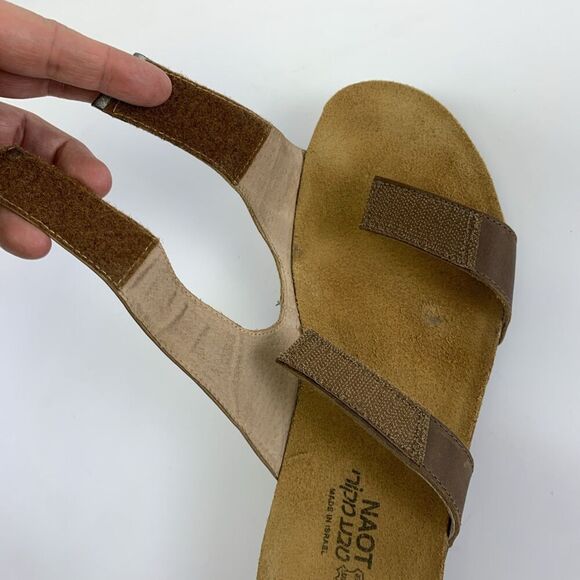 Naot Jacey Wide Sandal Slide Brown Leather Adjustable Wedge Slip On Womens 11 - Picture 13 of 15